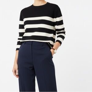 Chico's Black and White Striped Sweatshirt